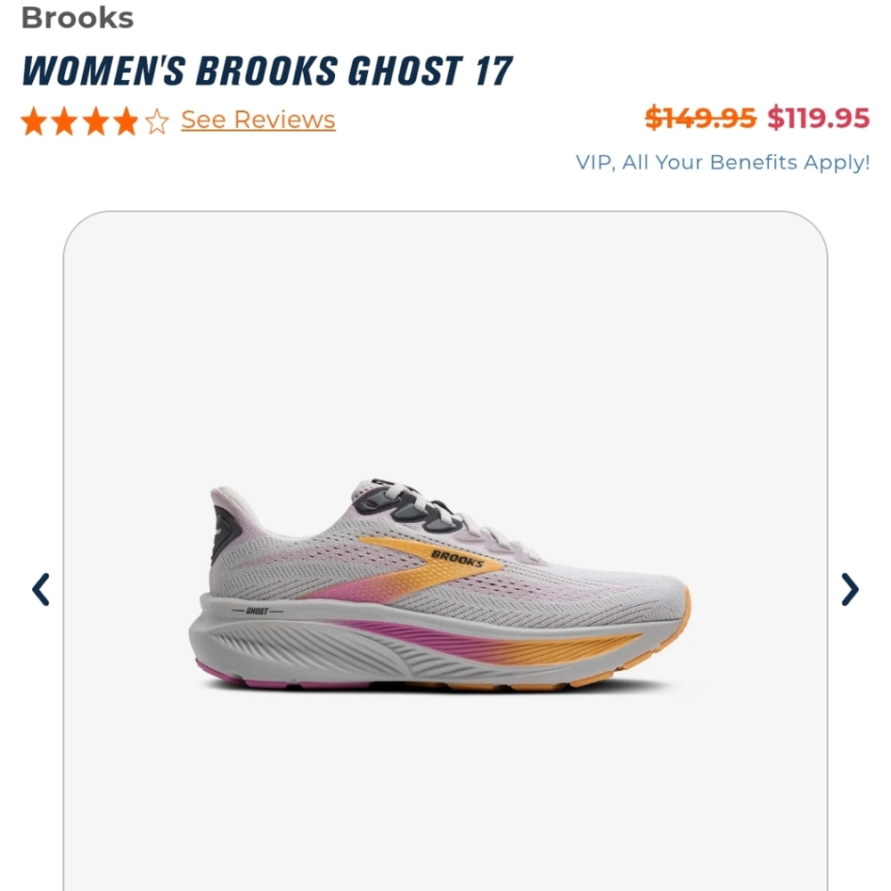 Brooks Women's Ghost 17 Running Shoes - Light Gray with Pink & Yellow Accents